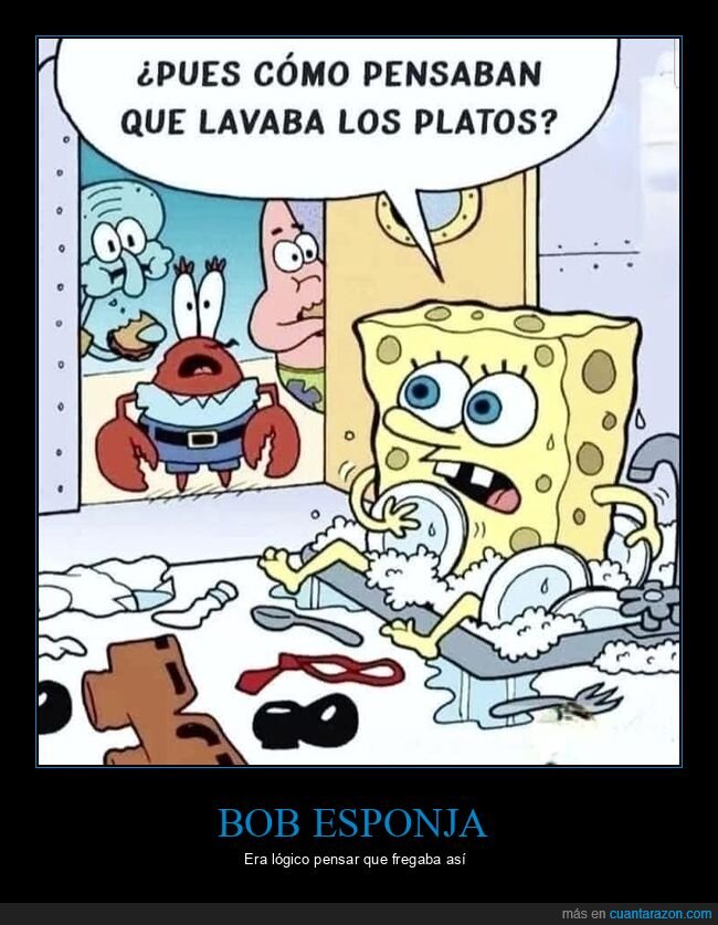 bob esponja,fregar,platos