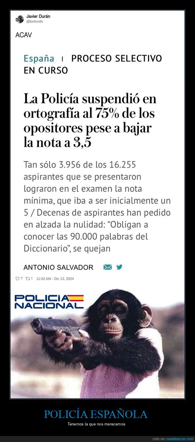 policía nacional,ortografía,suspender