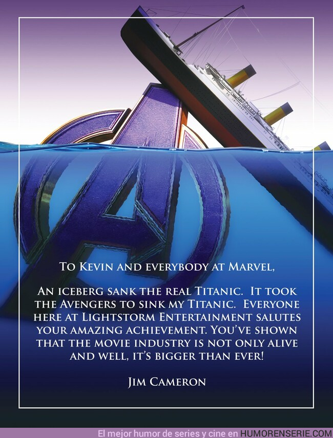 37987 - James Cameron felicita a Los Vengadores por haber superado a Titanic con una frase épica