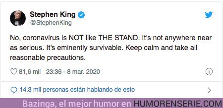 48448 - Stephen King habla sobre el parecido de una de sus novelas con el coronavirus