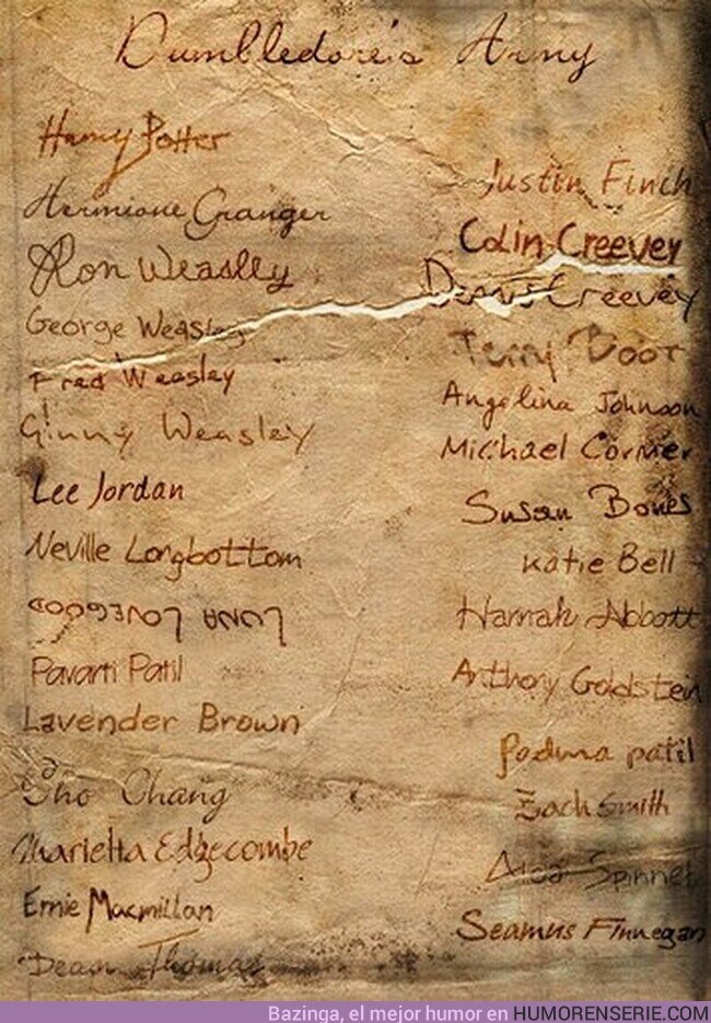 88805 - Lista con los miembros del Ejército de Dumbledore