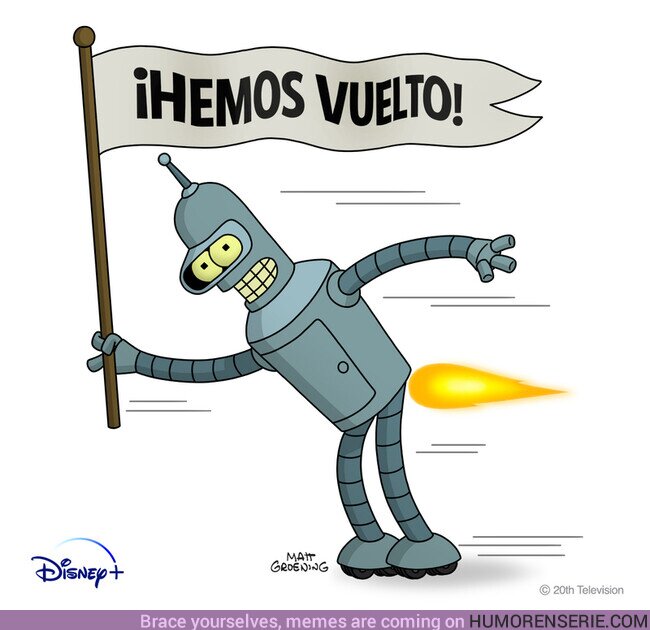 90993 - Ya puedes volver a besar su brillante trasero metálico#Futurama, nuevos episodios, próximamente solo en #DisneyPlus 