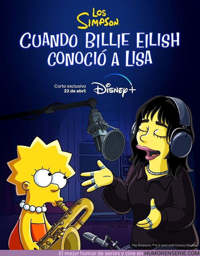 96471 - ¡Billie Eilish llega a Springfield! ?Mira el póster de #LosSimpson: Cuando Billie Eilish conoción a Lisa.Este nuevo corto llegará a #DisneyPlus el 22 de abril