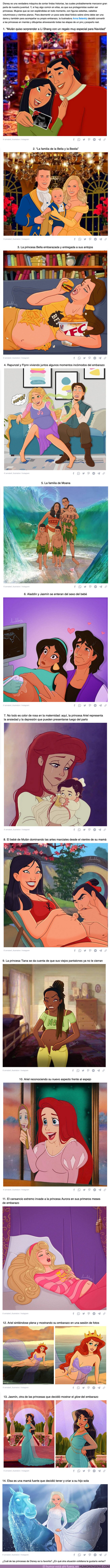 101296 - GALERÍA: Una ilustradora convierte a las princesas de Disney en madres y nos muestra cómo se verían antes y después del parto