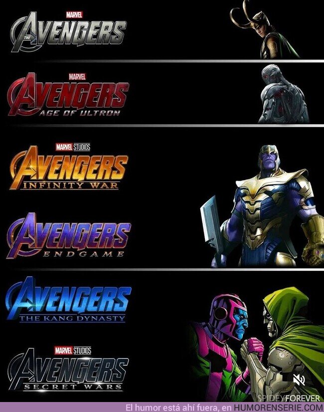 104454 - Los villanos a los que se han tenido que enfrentar los Avengers en cada fase de Marvel ?#AvengersTheKangDynasty #AvengersSecretWars  , por @MarvelDato