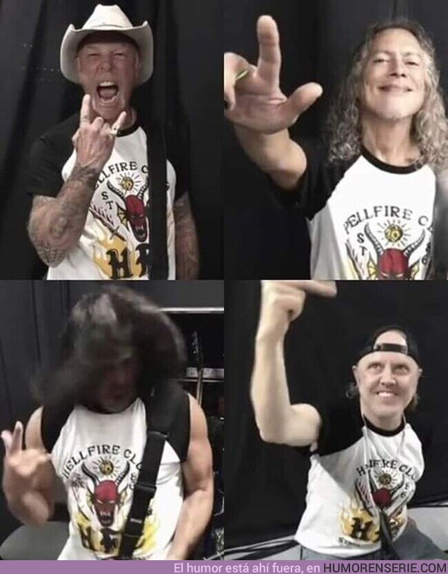 105557 - Los miembros de Metallica homenajeando a Eddie Munson con camisetas del Hellfire Club #StrangerThings 