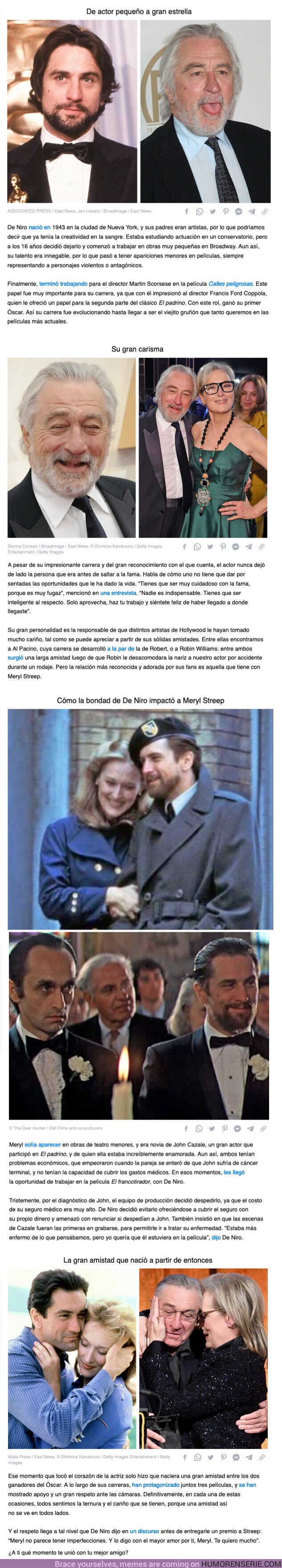 105907 - GALERÍA: Cómo la bondad de Robert De Niro lo llevó a tener una amistad tan fuerte como el acero con Meryl Streep
