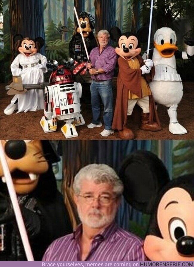 109364 - George Lucas celebrando que sus personajes ahora pertenecen a Disney.  , por @KromicB