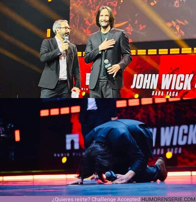 113845 - ¡LA HUMILDAD DE KEANU REEVES! El actor que da vida a John Wick agradeció a sus fans arrodillándose ante el público en el evento de CCPX de Brazil. ¡Eres grande Keanu, por @VicWolf1996 