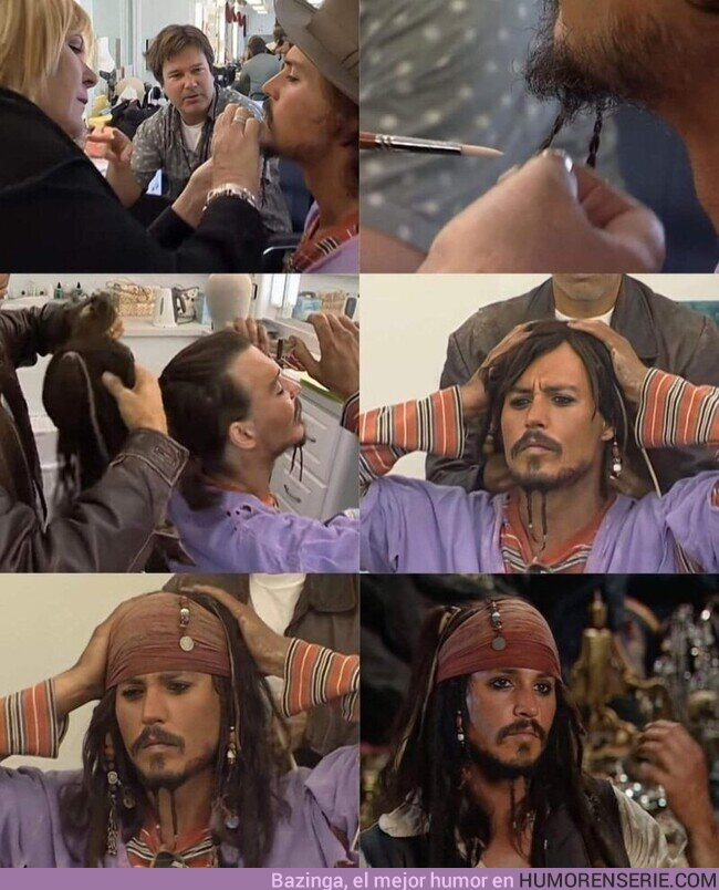 114350 - Así se preparaba a Johnny Depp para el papel del Capitán Jack Sparrow  , por @Frikimaestroweb