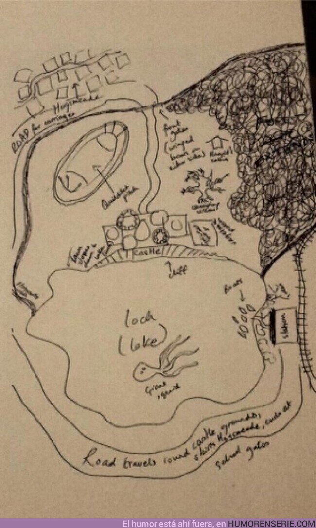 114593 - Mapa de Hogwarts, dibujado por la propia JK Rowling, por @Harry_Potter_TM