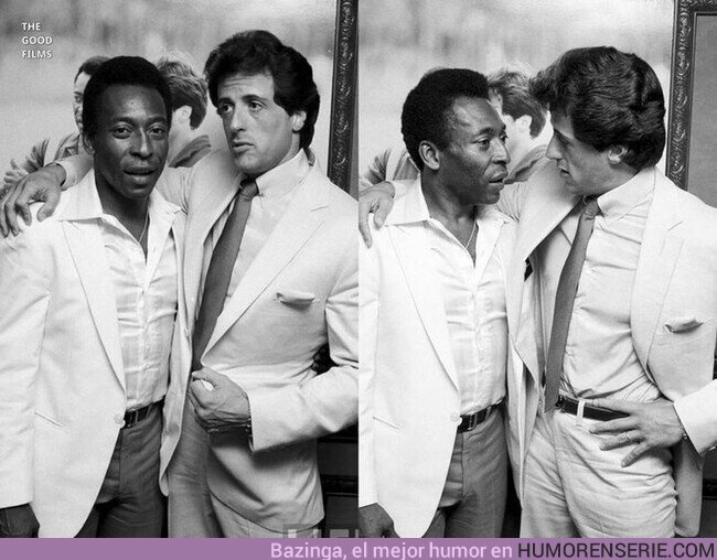 116370 - Pelé y Sylvester Stallone en una fiesta para su película Escape to Victory, 16 de julio de 1981