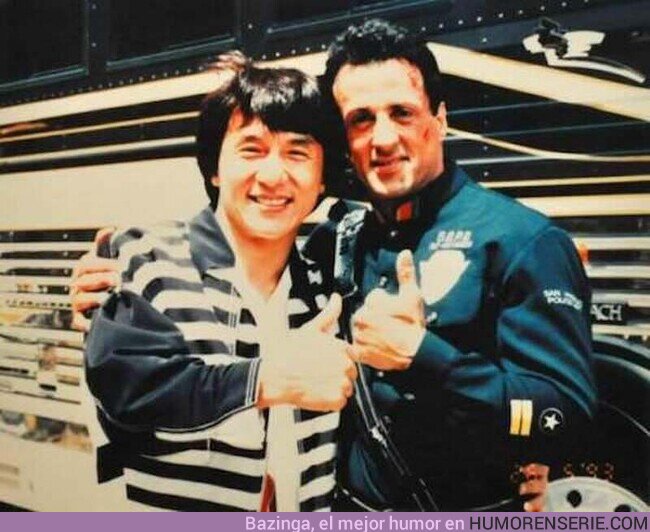 119036 - Jackie Chan visitando a Stallone en el rodaje de Demolition Man