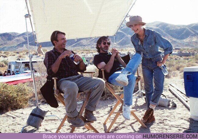 119259 - Sam Neill, Steven Spielberg y Laura Dern en el rodaje de 