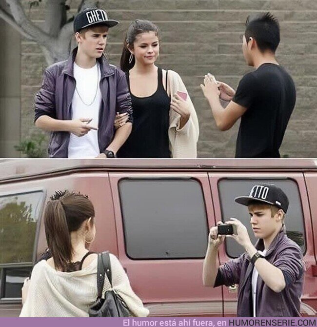 120655 - Cómo olvidar cuando un fan le pidió a Justin Bieber que le tomará una foto con Selena Gómez.  , por @Indie5051