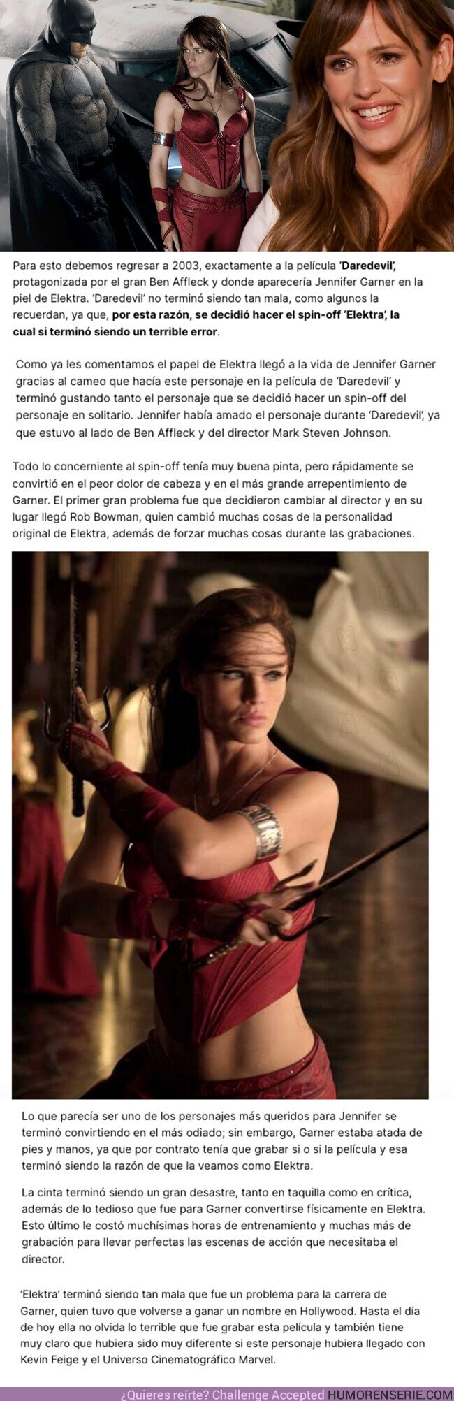 121937 - GALERÍA: El motivo por el que Jennifer Garner fue obligada literalmente a protagonizar la película de Elektra