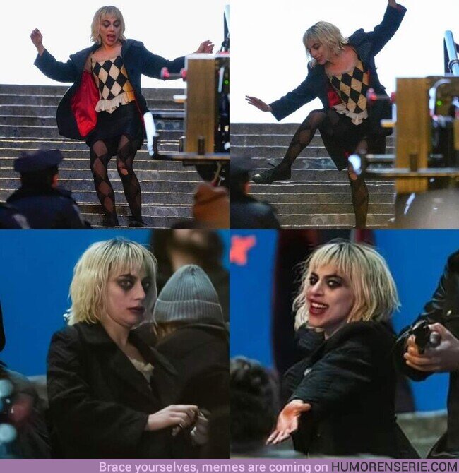 122293 - TENDRÍA SU BAILE. Más imágenes desde el set de #JokerFolieADeux nos muestran que probablemente Lady Gaga como Harley Quinn tendría su escena de baile en las escaleras, por @GabyMeza8