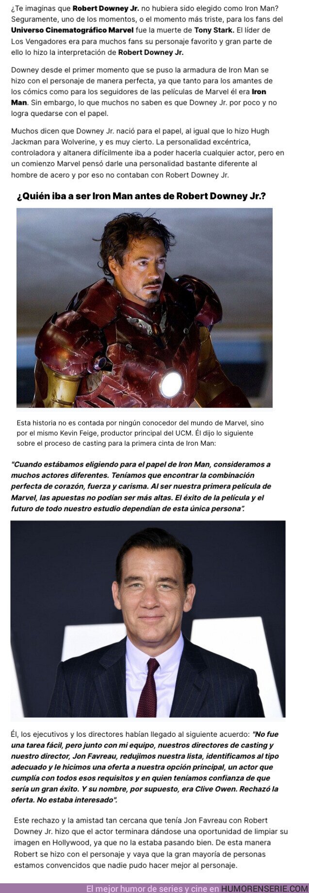 124398 - GALERÍA: Kevin Feige revela quien iba a ser el protagonista de Iron Man antes de Robert Downey Jr
