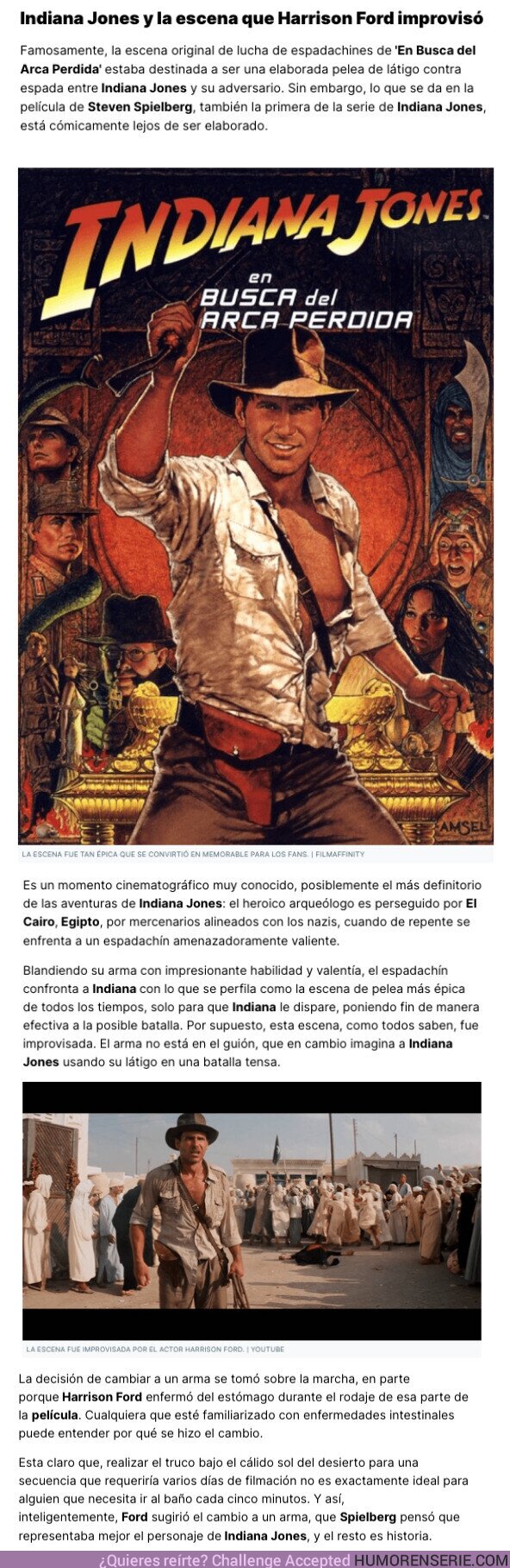 125931 - GALERÍA:  Indiana Jones y la escena que Harrison Ford improvisó