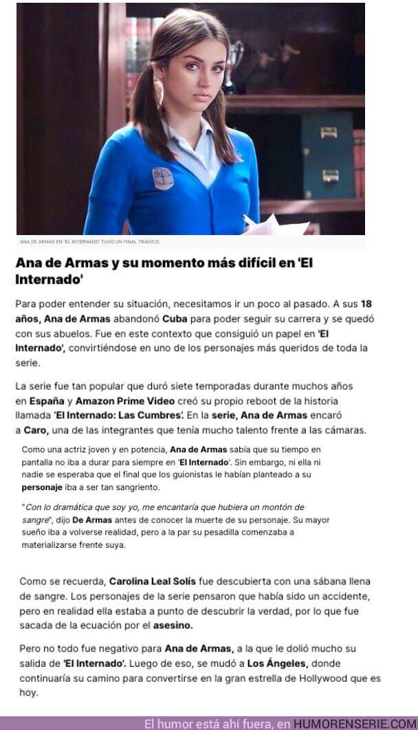 126588 - GALERÍA: Así fue el momento más triste de Ana de Armas en El Internado