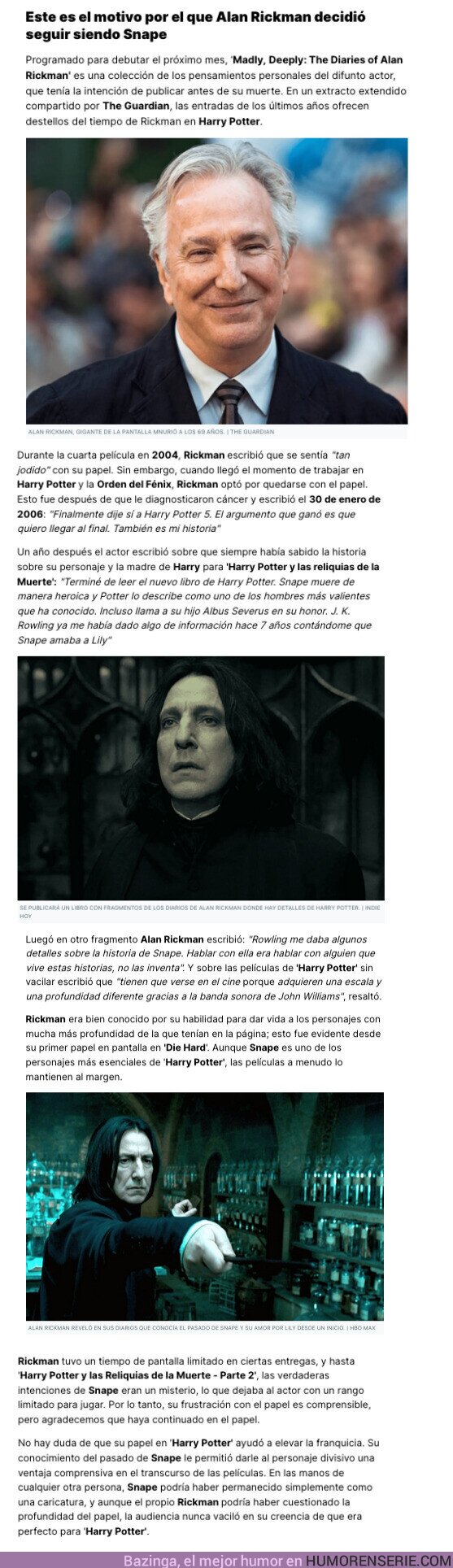 126599 - GALERÍA: Este es el motivo por el que Alan Rickman decidió seguir siendo Snape