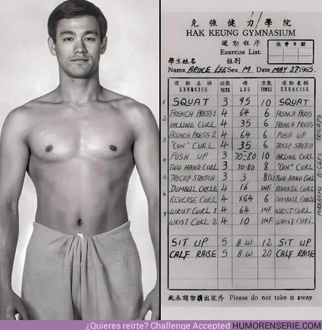 129256 - Rutina de entrenamiento de Bruce Lee en la década de 1960., por @InformaCosmos