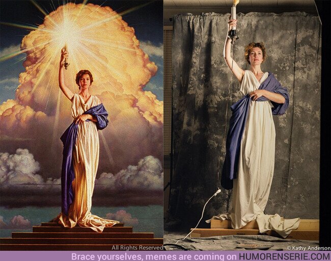 151198 - Jenny Joseph posando para el mítico logo de Columbia Pictures.(1992), por @Frikimaestro