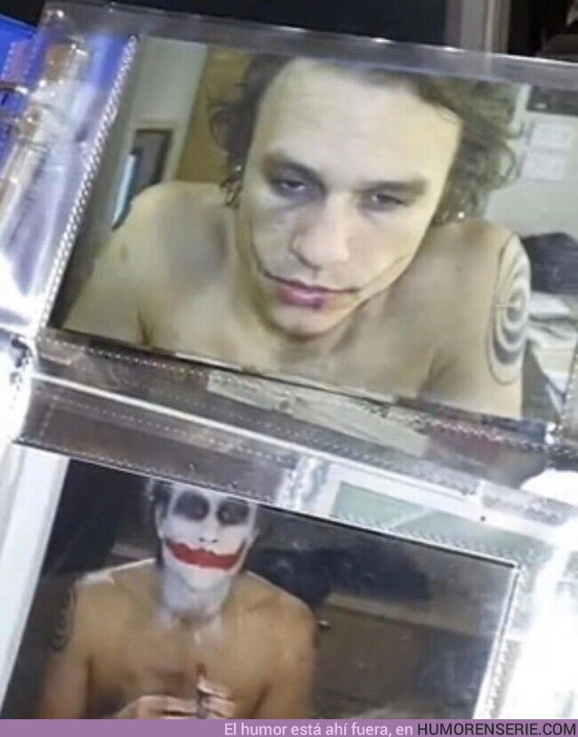 155802 - Heath Ledger haciendo su propio maquillaje de Joker para ‘The Dark Knight’ (2008), por @TourCinefilo
