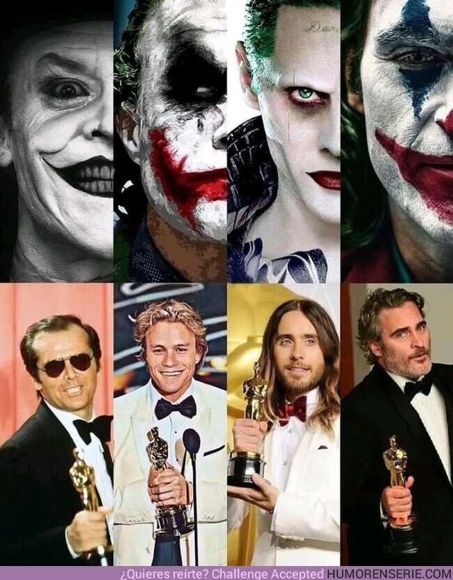 170821 - Los Joker y sus Premios Oscar, Jack Nicholson, Heath Ledger, Jared Leto y Joaquin Phoenix, por @Frikimaestro