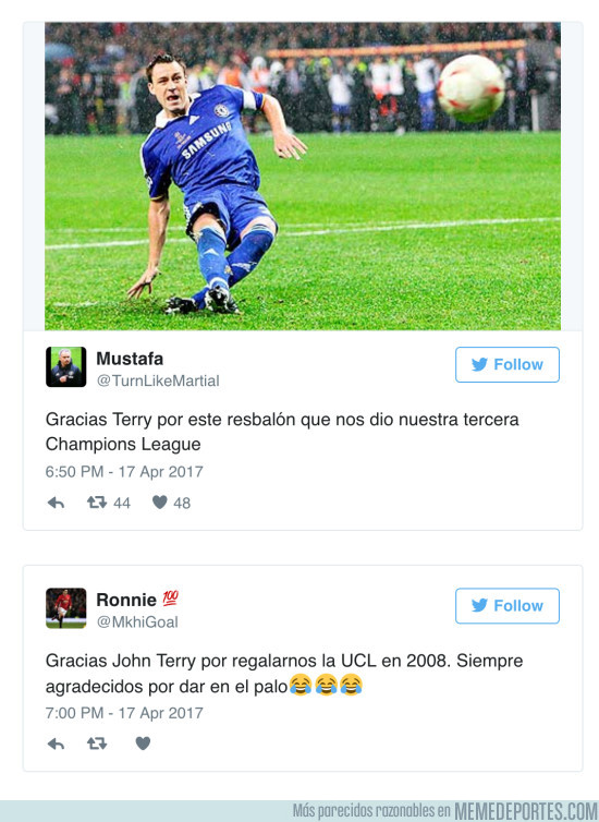 968000 - Los aficionados del United han reventado la retirada de John Terry del Chelsea en Internet