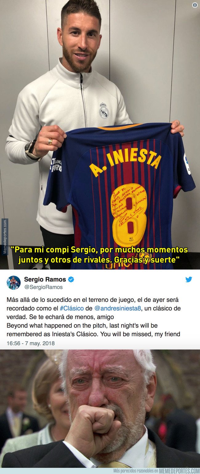 1033127 - Sergio Ramos se llevÃ³ la Ãºltima camiseta de Iniesta en un ClÃ¡sico... con esta dedicatoria