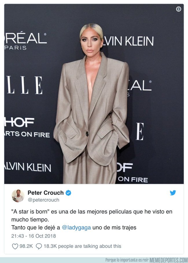 1053423 - Peter Crouch trolea a Lady Gaga después de ir a ver su película