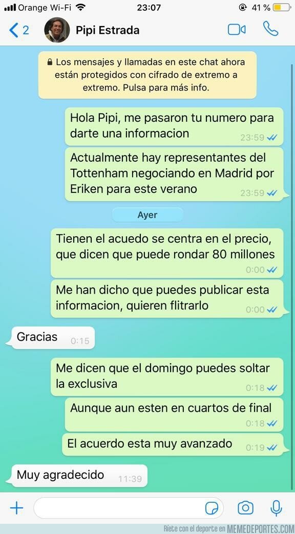 1068868 - Un twittero le cuela un bulo a Pipi Estrada por Whatsapp y va y lo suelta en el Chiringuito