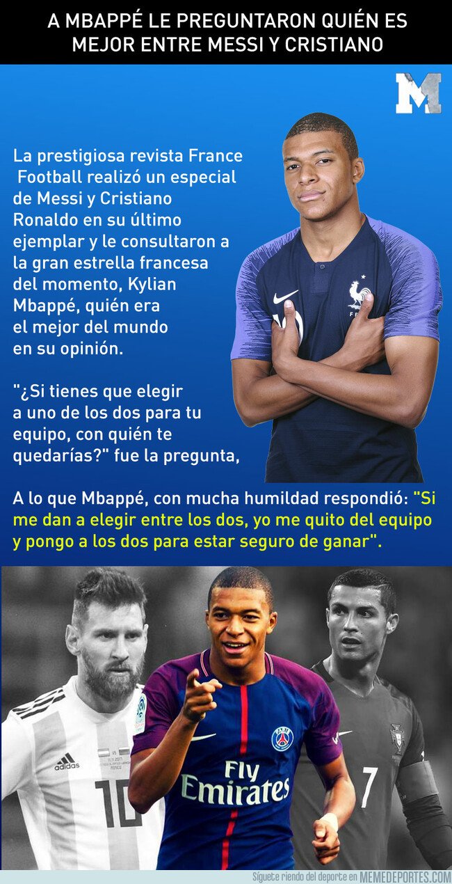 1071805 - A Mbappé le preguntaron quién es mejor entre Messi y Cristiano y su respuesta sorprendió a todos