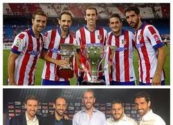 Enlace a El Atleti recreó, en la despedida de Juanfran, la foto de los capitanes tras su gran 2014