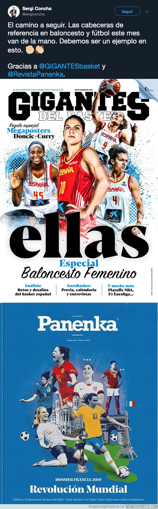 1077283 - Las maravillosas portadas de 'Gigantes del Basket' y 'Panenka' a favor del deporte femenino