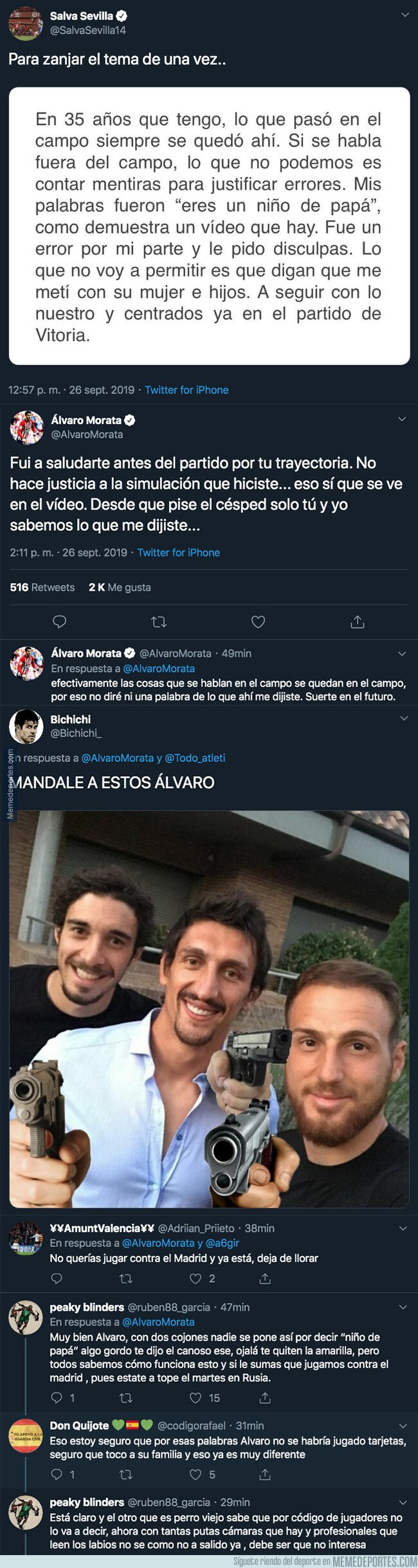 1086853 - Álvaro Morata y Salva Sevilla se enzarzan en Twitter tras la expulsión del cochonero