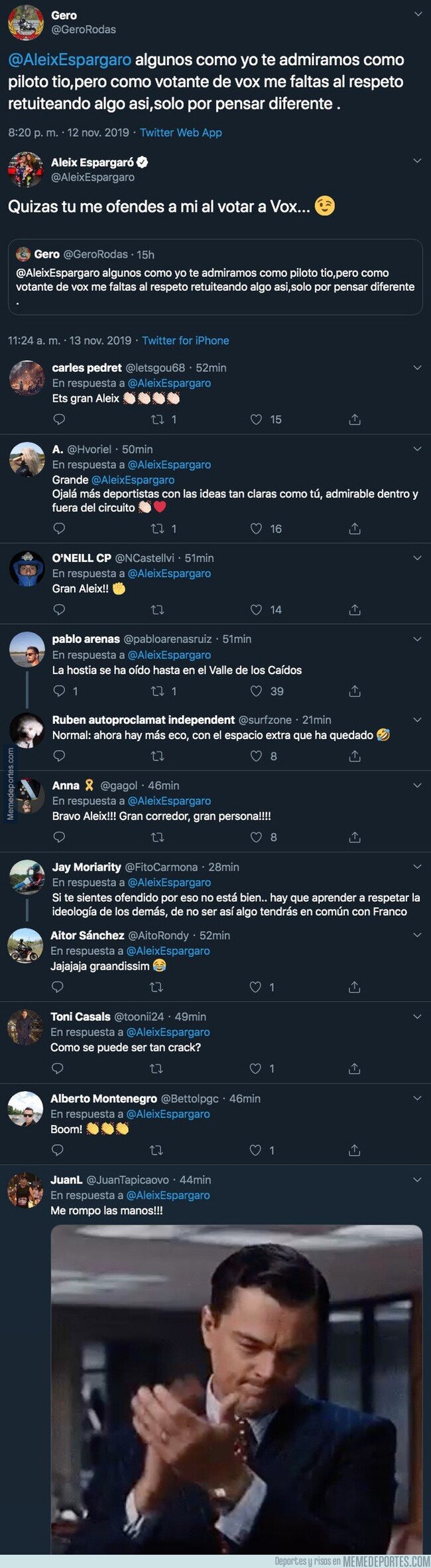 1090960 - Aleix Espargaró le acaba de dar un hachazo en todos los morros a un votante de VOX tras responderle de estas formas