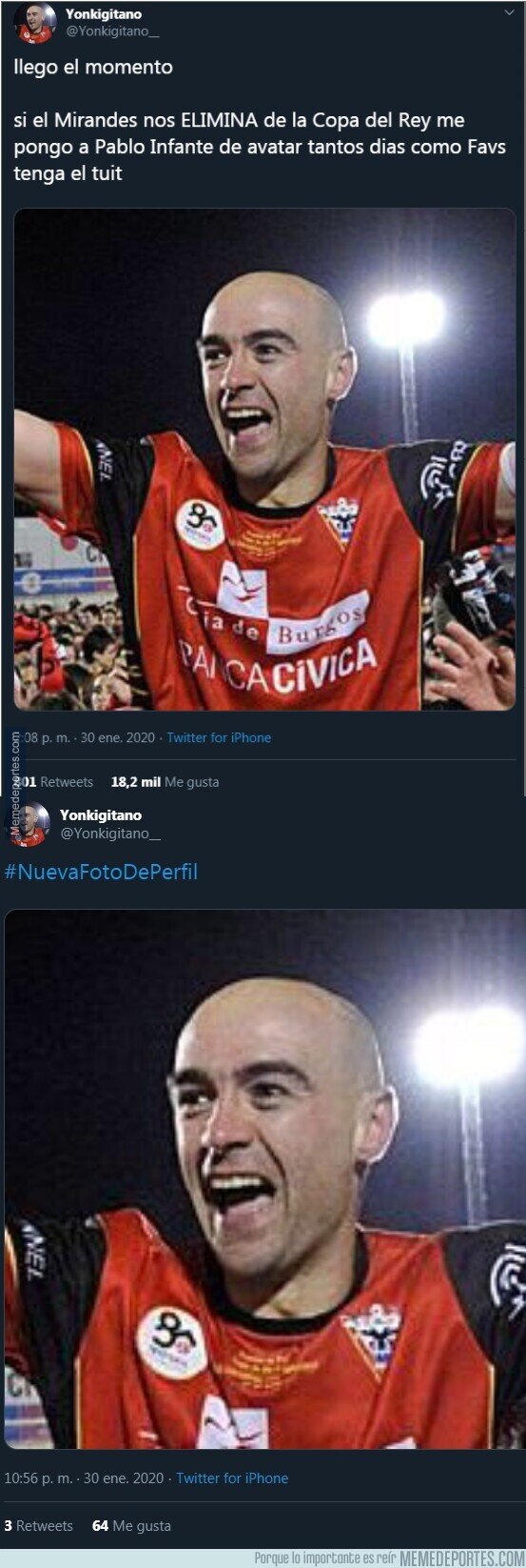 1097288 - Sevillista cumple su promesa después de la victoria del Mirandés