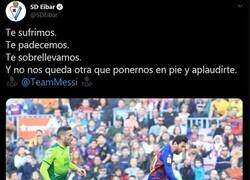 Enlace a El señorío del Eibar reconociendo la actuación de Messi. Honor.