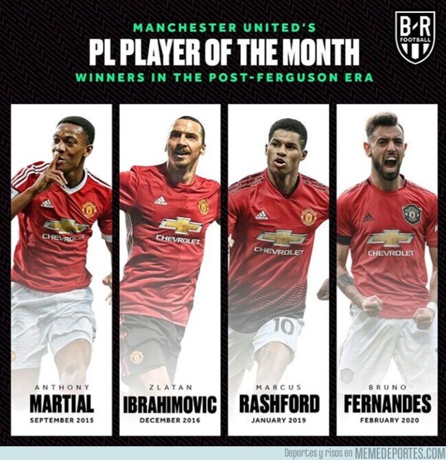 1101016 - Desde que se fue Ferguson, solo 4 jugadores del United han conseguido ser el jugador del mes en la Premier, por @brfootball
