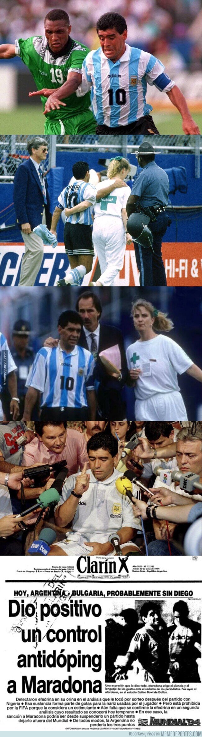 1138342 - Hoy hace 25 años Maradona no pudo terminar de jugar un partido por el motivo más oscuro posible