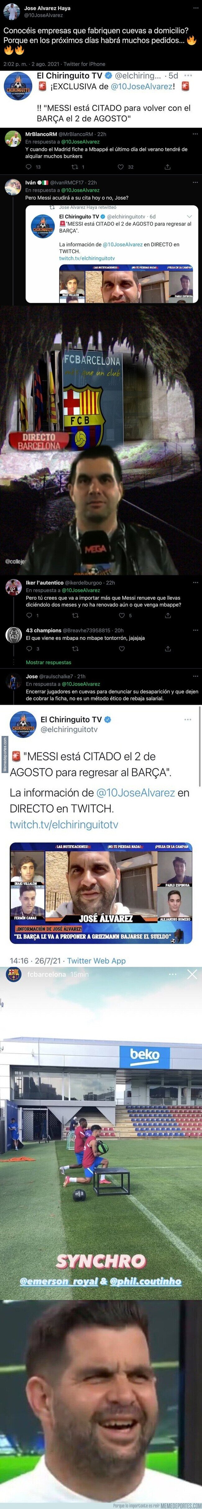 1141200 - El ridículo monumental de este personaje de 'El Chiringuito' tras dar esta noticia sobre Messi