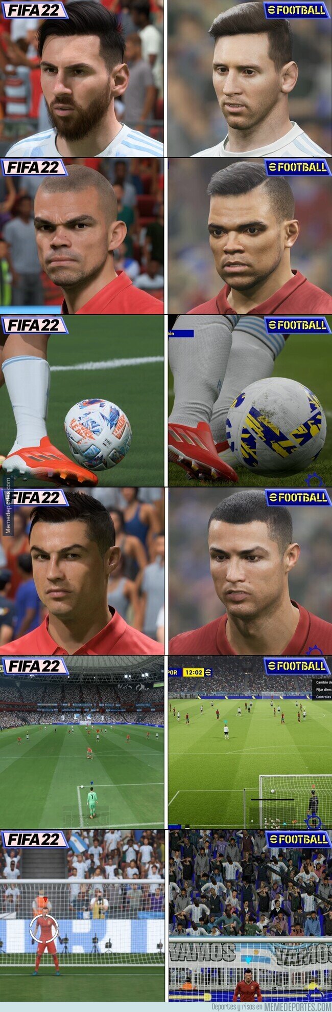 1146080 - Las principales diferencias entre FIFA 22 y eFootball, un poco más objetivos