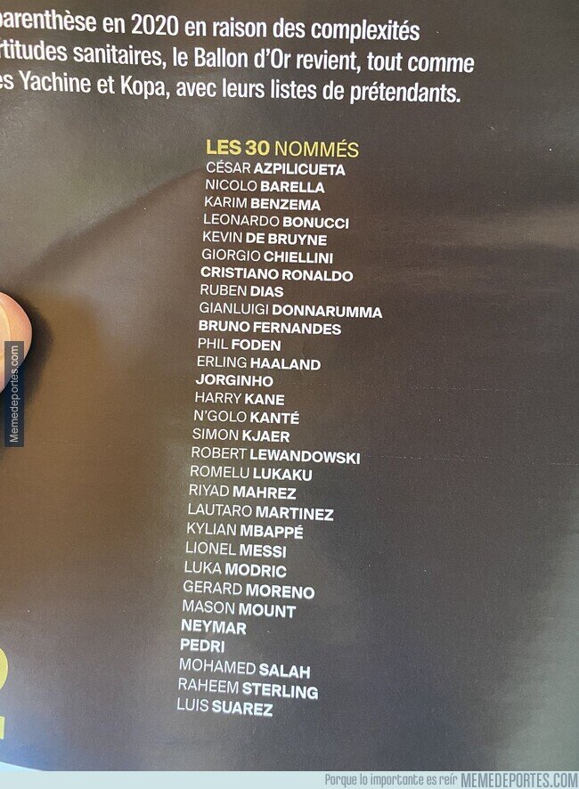 1146274 - Filtrada la lista de los 30 nominados al Balón de Oro de France Football