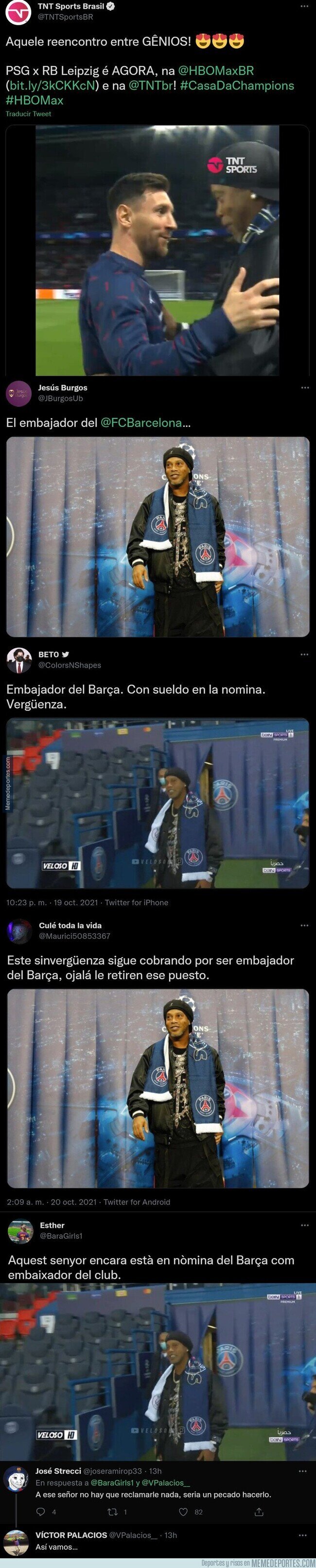 1147037 - Fuertes críticas de aficionados del Barça a Ronaldinho por hacer esto antes del partido del PSG