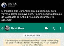 Enlace a Bartomeu saca a la luz este whatsapp con Dani Alves justo después de la debacle de Anfield.