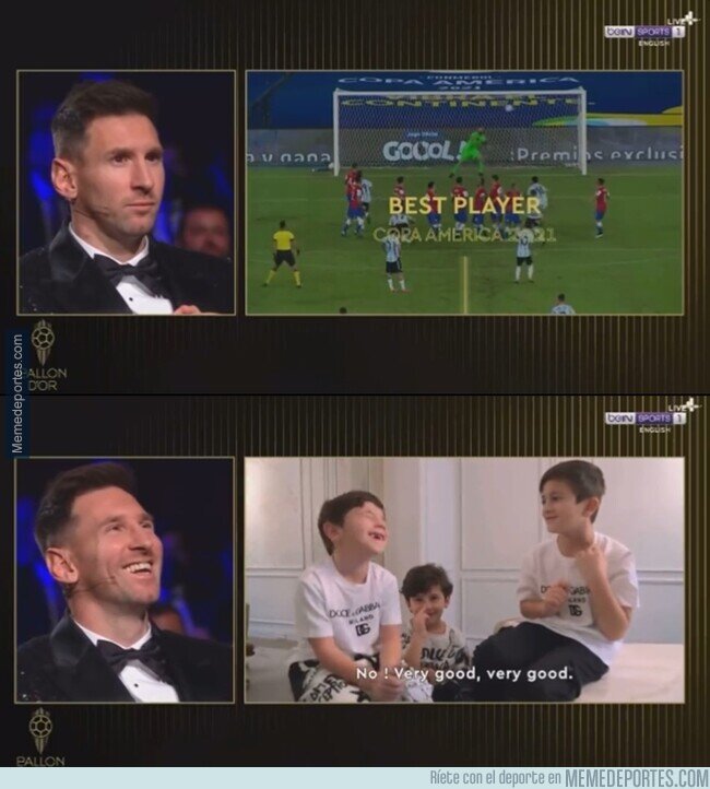 1155559 - Messi viendo sus jugadas vs Messi viendo un mensaje de sus hijos