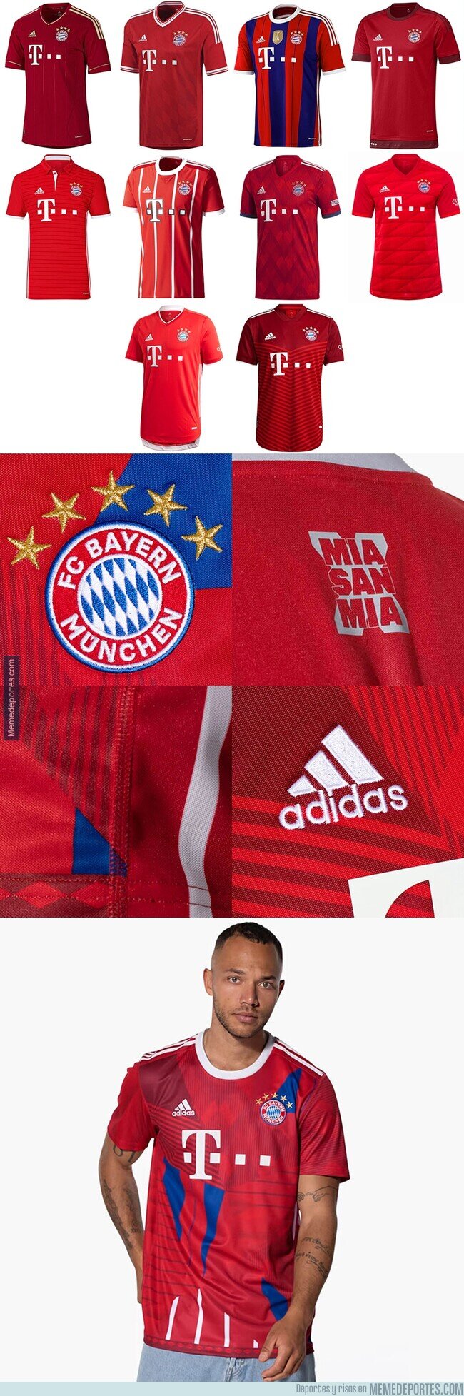 1163895 - El Bayern homenajea los 10 títulos conseguidos uniendo sus camisetas en una sola