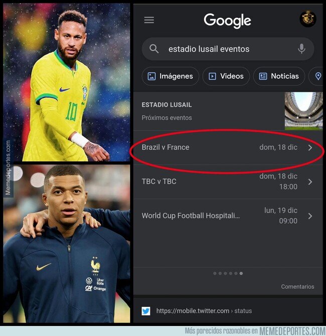 1170801 - ¿Está todo arreglado? Google afirma que en el estadio de la final se jugará un Brasil-Francia el mismo día que se disputa el campeonato.